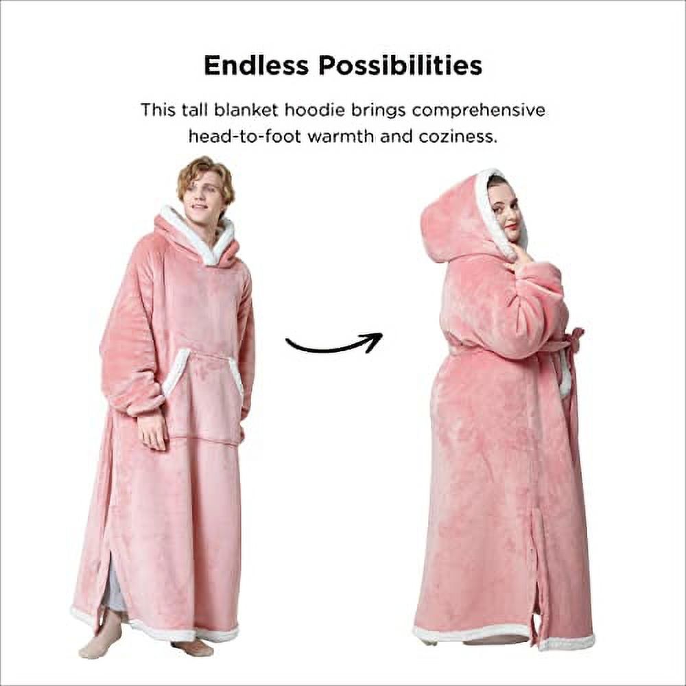 Bedsure Ovesized Wearable Blanket Hoodie, Long Sherpa Fleece Blanket  Sweatshirt, with Warm Big Hood, Side Split and Belt, Pink, Oversize -  Walmart.com