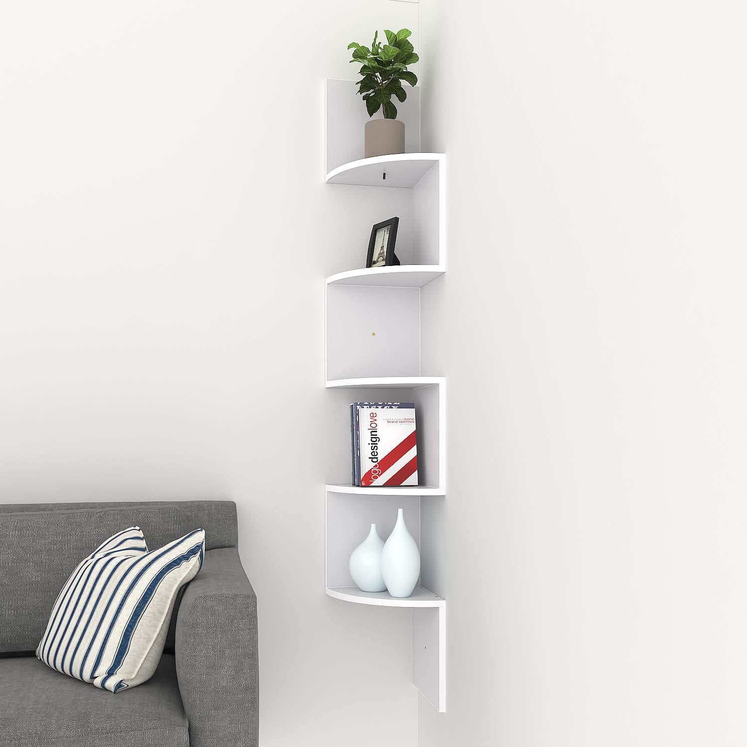 4ft 5 Tier Corner Wall Mount Shelf Zig Zag Decor Home Laminate Shelves