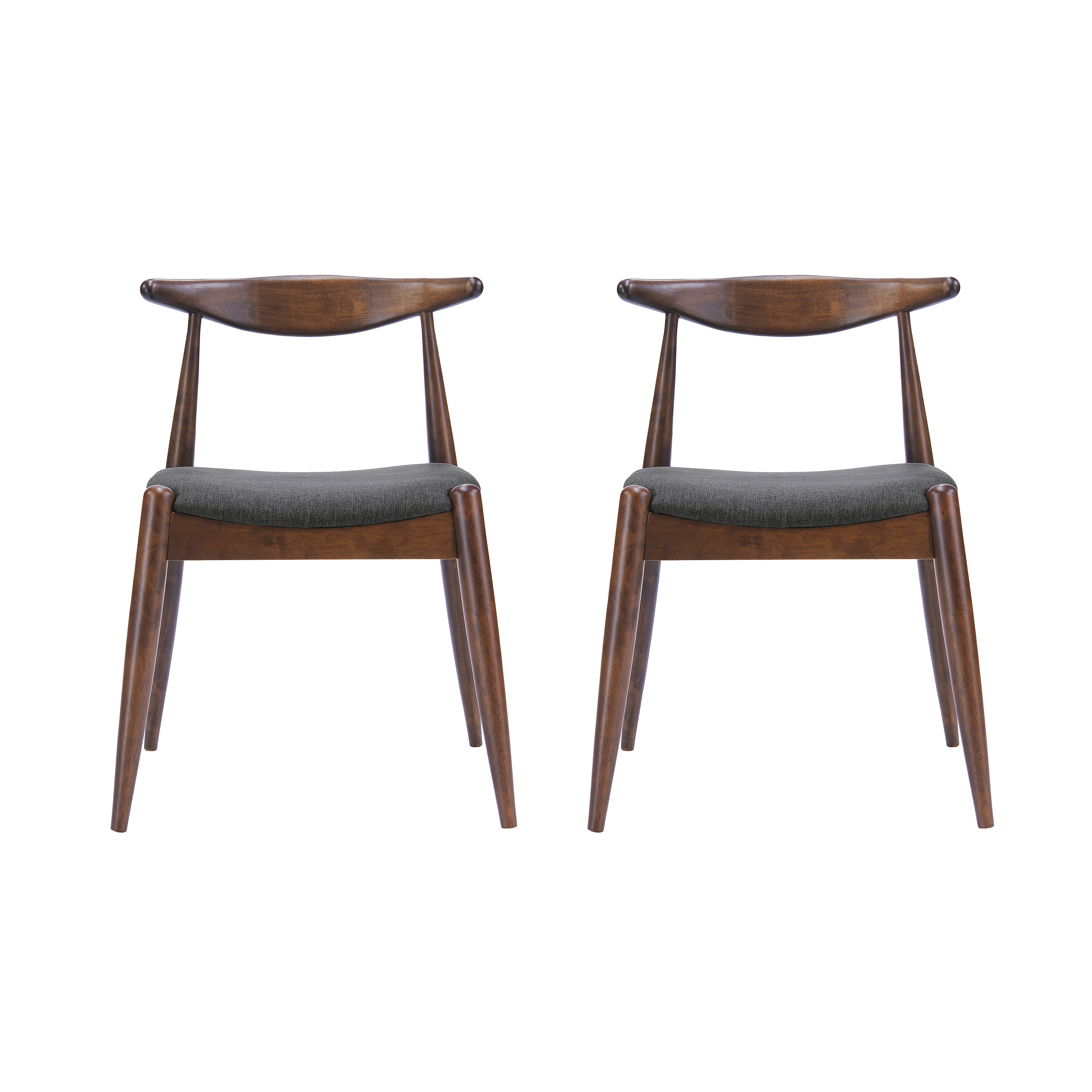 Euroco Dining Chairs Set of 2, Solid Wood Farmhouse Dining Room Chair with Ergonomic Backrest & Cushion for Kitchen,Walnut+Charcoal