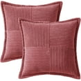 thumbnail image 6 of Cranberry Red Corduroy Pillow Covers 12x12 inch with Splicing Set of 2 Super Soft Couch Pillow Covers Broadside Striped Decorative Textured Throw Pillows for Cushion Bed Livingroom, 6 of 12