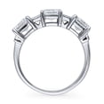 thumbnail image 4 of BERRICLE Sterling Silver 3-Stone Emerald Cut Cubic Zirconia CZ Statement Vintage Inspired Art Deco Fashion Ring for Women, Rhodium Plated 3 Carat Size 4.5, 4 of 9