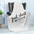 thumbnail image 4 of Wording Soft Flannel Fleece Throw Blanket, Calligraphy Arrow Concept Modern Life Advice Words of Wisdom Phrase, Cozy Plush for Indoor and Outdoor Use, 50" x 60", Black White, by Ambesonne, 4 of 5