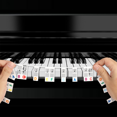 thumbnail image 3 of CJC Piano Key Stickers, 88 Full-Size Keys Piano Rake Keyboard Note Labels for Beginners Kids, Removable and Reusable (2 Pc, Black+Rainbow), 3 of 7