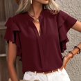 thumbnail image 2 of Tops for Women Trendy Large 1 And Blouses for Women Summer Solid Casual Ladies Button Shirts Long Sleeve Bodysuit T Shirt Dress Graphic Plain T Shirts with Lace Ladies Short Sleeve Knit Tops Red M, 2 of 3