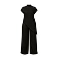 thumbnail image 5 of Womens Two Piece Lounge Sets Women Spring And Summer Solid Color Irregular Tops Wide-Leg Pants Suit Black Xl, 5 of 6