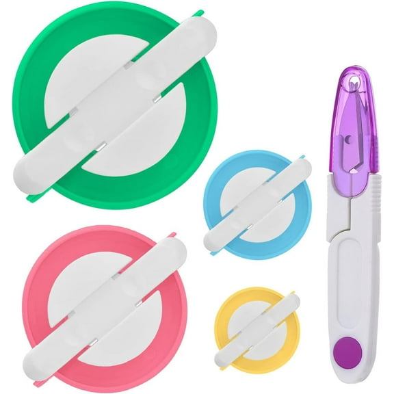 Pom Pom Maker Kit 4 Sizes Pompom Makers Tool DIY Fluff Ball Weaver Needle Knitting Set with Sewing Scissors Pom-pom Maker for Beginner Handmade Toy Wool Crafts