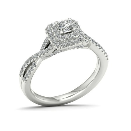 Imperial 1/2ct TDW Princess Cut Diamond 10K White Gold Twist Shank Engagement Ring