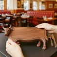 thumbnail image 3 of Handcrafted Solid Walnut Cow Shaped Serving Board Food Grade Natural Wood Grain Rounded Polished Edges for Steak BBQ Ribs Charcuterie Cheese Family Gathering Restaurant Dining Serving Tray, 3 of 6