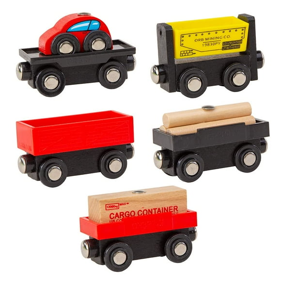 Set de vagones de tren de carga Orbrium Toys para ferrocarril de madera