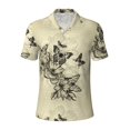 thumbnail image 2 of Daiia Vintage Floral Pattern Men’s Polo Shirts,Solid Deck Shirt,Classic Fit, Breathable Cotton Polo for Casual and Sport Wear-XX-Large, 2 of 7
