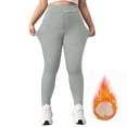 thumbnail image 2 of YDFCWXW Women's Soft Cloud Fleece Leggings Slim Casual Warm Winter Solid Pants (Light Gray, L), 2 of 9