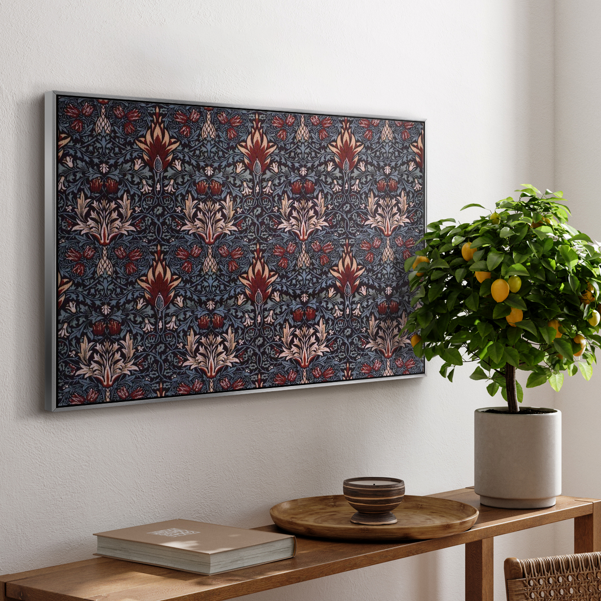 Vintage Abstract Print-LVII Framed in Silver Wood Gallery Wrapped Canvas 17 in. x 25 in.