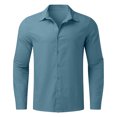 thumbnail image 3 of Pejock Big and Tall Men's Cotton Linen Henley Shirt Long Sleeve Turndown Collar Casual Beach T Shirts M-5XL, 3 of 5
