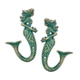 thumbnail image 1 of Sungmor Baño Playero de Hierro Fundido Hooks, Colgadores de Playa Vintage Rústicos de Sirena, Paquete de 2, Verde Antiguo, 1 of 9