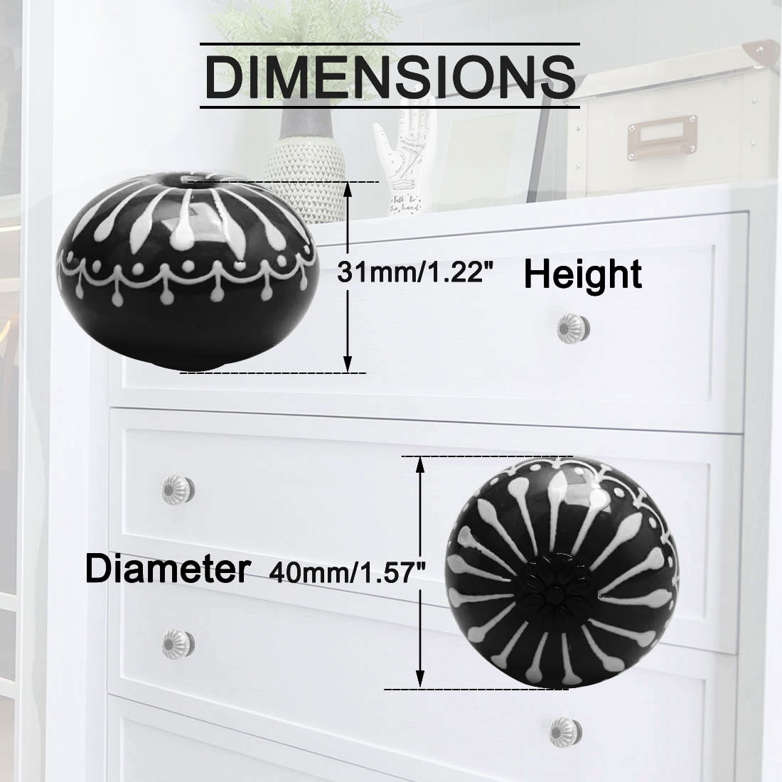 Ceramic Knob Pull Handle Dresser Cupboard Wardrobe Door