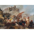 thumbnail image 2 of Leander Russ 18x14 Black Ornate Wood Framed Double Matted Museum Art Print Titled - Storm of the Turks on the Lowelbastei (1837), 2 of 5
