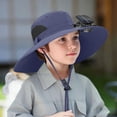 thumbnail image 2 of XUNKUSGA Wide Brim Solar Fan Hat for Boy And Girls Breathable Mesh Quick Drying Solar Fan Fishing Hat Summer UPF 50+ Sun Protection Sun Hat with Charging Cable,Blue, 2 of 5