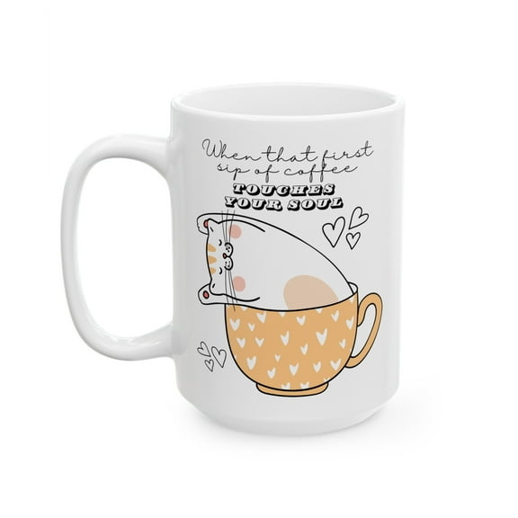 Funny Cat Mug, 15 Ounce Coffee Mug Cat Lover Gifts, Cat Owner Coffee Cup
