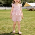 thumbnail image 4 of ZOSOED 2 Piece Outfit for Girls Cotton Gingham Ruffle Sleeve Top & Shorts Set Pink 18-24 Months, 4 of 4