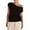 Black, variant on PUWEI Women's Off Shoulder Sweater Ribbed Knit Top Short Sleeve Pullover Blouse