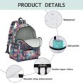 thumbnail image 4 of Multicolor Cat Head Purple Pattern Cute School Backpack with Padded Back and Adjustable Shoulder Straps 13.4"x11"x4.7", 4 of 5