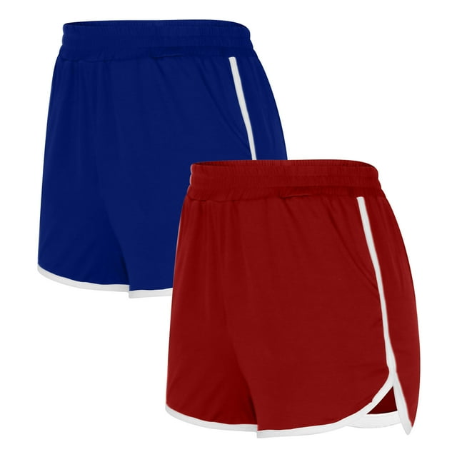 Timegard Shorts pour Femmes 2 Pcs Shorts d'Été Décontractés de Plage Shorts d'Entraînement Taille Élastique Shorts Confortables avec Poches