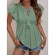 thumbnail image 1 of Blusa con cordones para mujer, blusa con ojales de jacquard para mujer, blusa informal con mangas con volantes y ojales, tecnología de vanguardia, 1 of 8