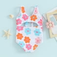 thumbnail image 5 of Douhoow Baby Girl Floral Swimsuits Summer Infant One Piece Swimwear Knotted Cutout Sleeveless Jumpsuit Beachwear, 5 of 9