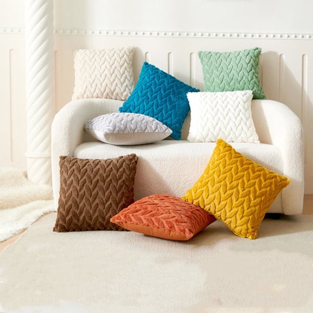 Cojín Decorativo con Bordado de Hojas En 3D, Color Beige, Suave, para Mesilla de Noche, Oficina, Sofá o Lumbar - 45X45Cm | Poliéster - 1 Unidad