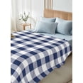thumbnail image 5 of Navy Blue White Plaid Flat Sheet Only Twin Size, Soft Breathable Bed Top Sheets for Mattress, Farmhouse Checkered Buffalo Luxury Bedding Flat Sheets for Home Hotel Bedroom Bed Protection, 5 of 9