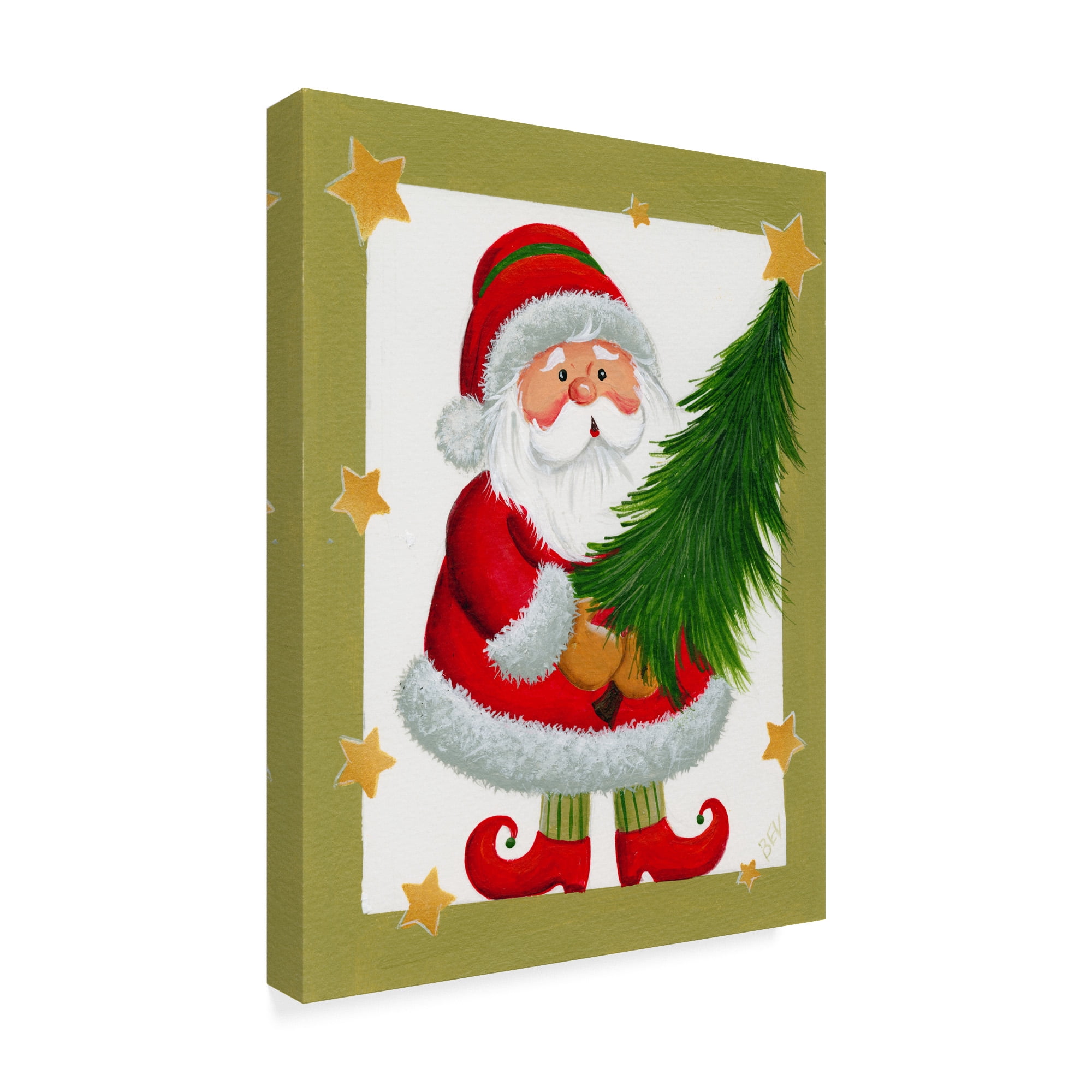 Trademark Fine Art 'Santa With Tree And Stars' Canvas Art by Beverly Johnston