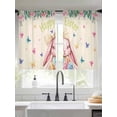 thumbnail image 2 of Easter Rabbits Sheer Curtains 54 Inch Length 2 Panels Set Window Treatments, Cute Bunny Eggs Butterflies Floral Leaf Beige Rod Pocket Semi Curtains for Living Room/Bedroom/Kitchen, 104"W x 54"L, 2 of 7