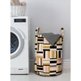 thumbnail image 3 of Geometric Laundry Bag, Repeated Horizontal and Vertical Rectangle Shapes in Pastel Colors, Basket with Handles Drawstring Closure for Laundromats, 13" x 19", Grey Peach Pale Coffee, by Ambesonne, 3 of 4