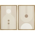 thumbnail image 2 of PixonSign Framed Wall Art Set Retro Nordic Mid Century Geometric Pattern Abstract Shapes Canvas Prints Cozy Neutral Minimal Decorative Zen Bohemian for Home Decoration - 24"x36"x2 Natural, 2 of 5
