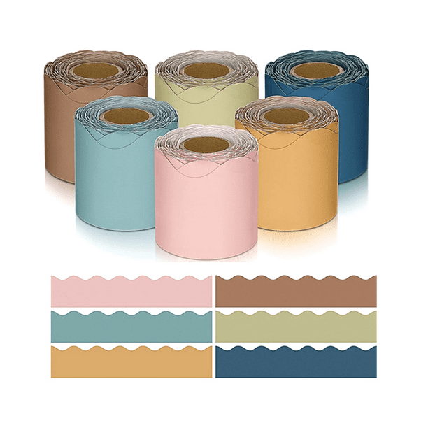Symkmb 6 Rolls 196.8 Ft Color Classroom Borders for Bulletin Board