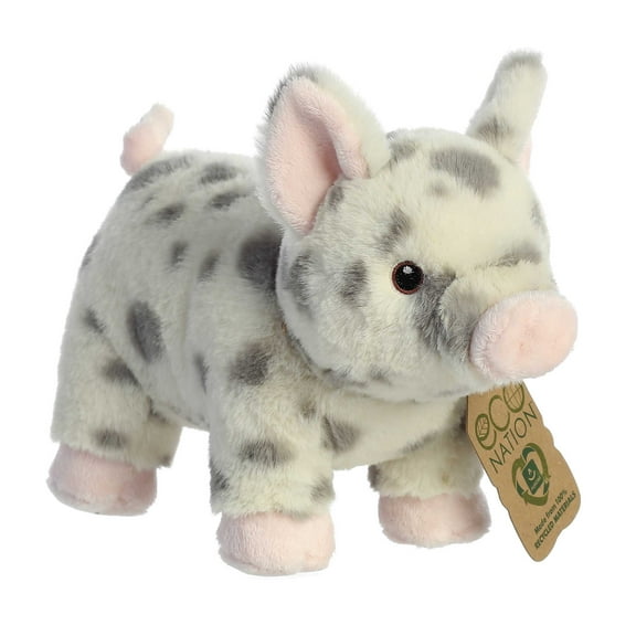 Aurora - Medium White Eco Nation - 10" Spotted Pig - Responsibly Made Stuffed Animal