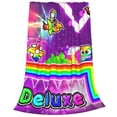 thumbnail image 6 of Lsque Geometry Dash Pattern Fuzzy Fleece Throw Blanket Extra Large,Super Soft,Fluffy and Warm Blankets for Couch,Bed,All Season Use (60"x50"), 6 of 7