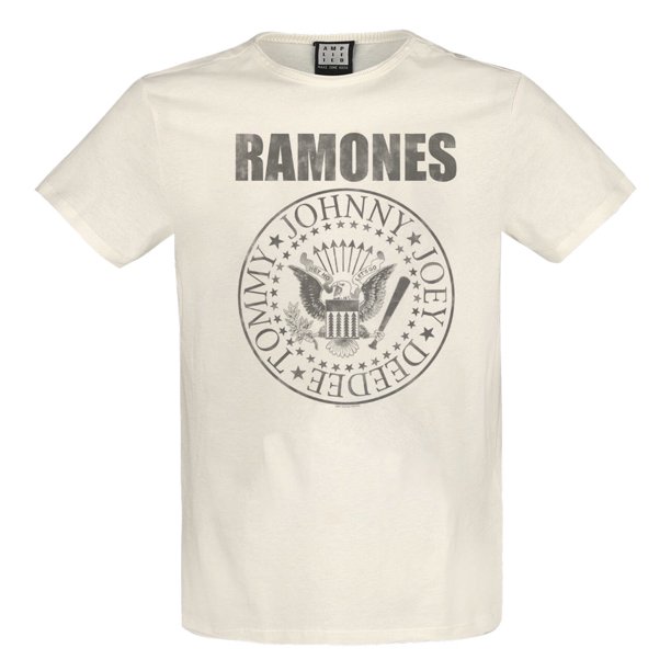 Amplified - Camiseta Ramones Vintage Shield para Adultos Unisex (Blanco Retro)