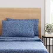 Mainstays Extra Soft Jersey Bed Sheet Set, Full, Blue Crackle, 4 Pieces
