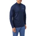 thumbnail image 3 of Men's Stand Up Collar Half Zipper Reflective Fitness Long Sleeve Quick Dry Running Top Navy blue 2XL, 3 of 8