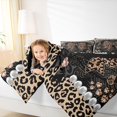 thumbnail image 3 of Erosebridal Leopard Print Bow Pearl Queen Comforter Set for Girls, Gold Glitter Print Ribbon Bedding Comforter Set, Black Reversible, 3 Pieces, 3 of 6