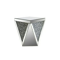 ACME Furniture Noralie 19" Square Mirrored Accent End Table in Silver/Black