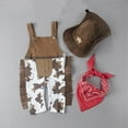 thumbnail image 2 of Douhoow Baby Boy Clothes Set Camouflage Printed Sling Side Tassel Romper Wide Brim Star Hat Scarf, 2 of 8