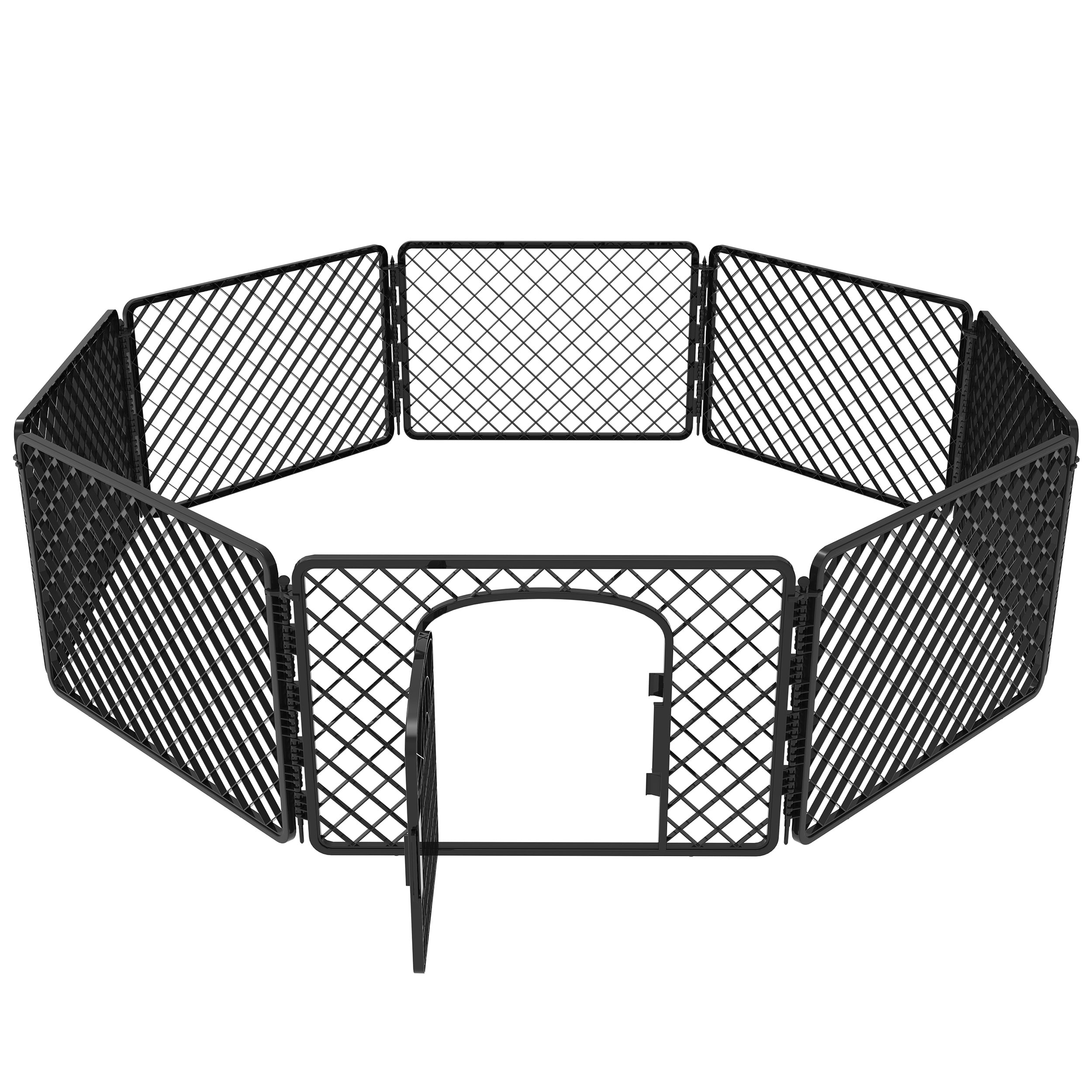 Vibrant Life 8-Panel Plastic Playpen for Dogs, Black 24"
