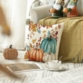 thumbnail image 4 of Sm:)e Hello Pumpkin Watercolor Maple Leaves Fall Throw Pillow Cover 18x18 Inch Set of 2, Autumn Decorative Outdoor Cushion Cover for Sofa Couch, 4 of 7