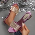 thumbnail image 5 of Xucatan Women's Rhinestone Low Heel Slides, Sparkling Crystal Embellished Open Toe Slippers, Patent Leather Dressy Summer Sandals, Glamorous Evening Party Footwear with Comfortable Low Heel Gift, 5 of 7