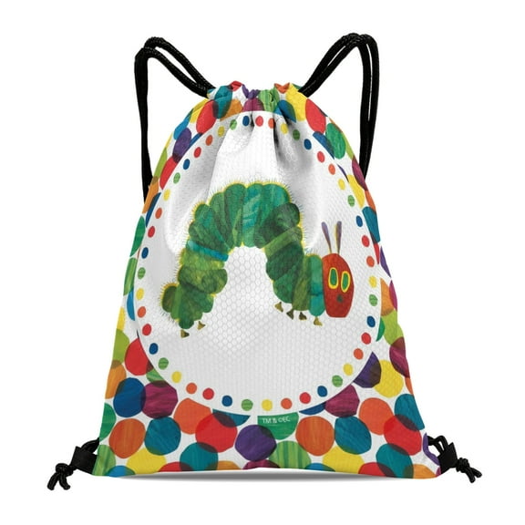 The Very Hungry Caterpillar-theme Drawstring Backpack Sports Gym Bag Water Resistant String Bag Cinch Bag，12‘’X16‘’（30X40cm）