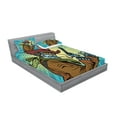 thumbnail image 2 of Ambesonne Blue Fitted Sheet & Pillow Sham Set, Western Style Robot Cowboy, Full, Petrol Blue and Brown, 2 of 2