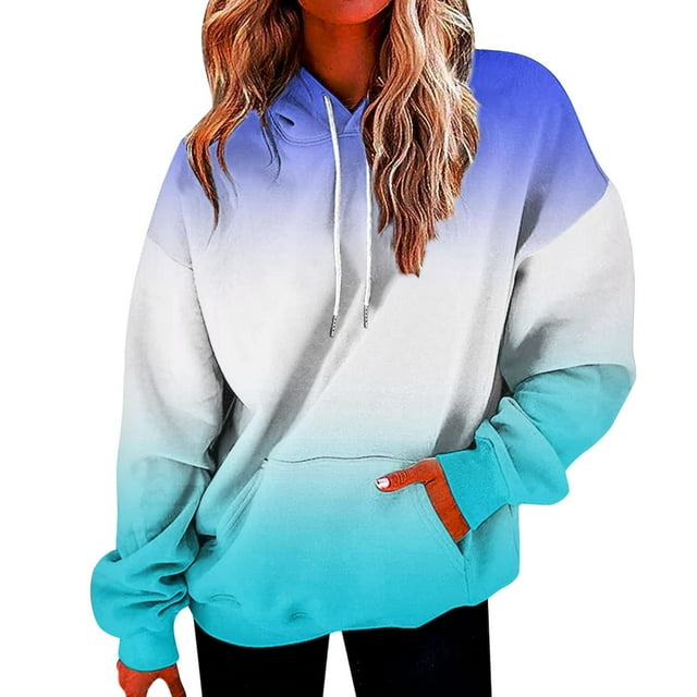 Timegard Chandails en Molleton pour Femmes Grande Taille à Capuche avec Fermeture Éclair Chandail Dégradé Automne Décontracté Ample