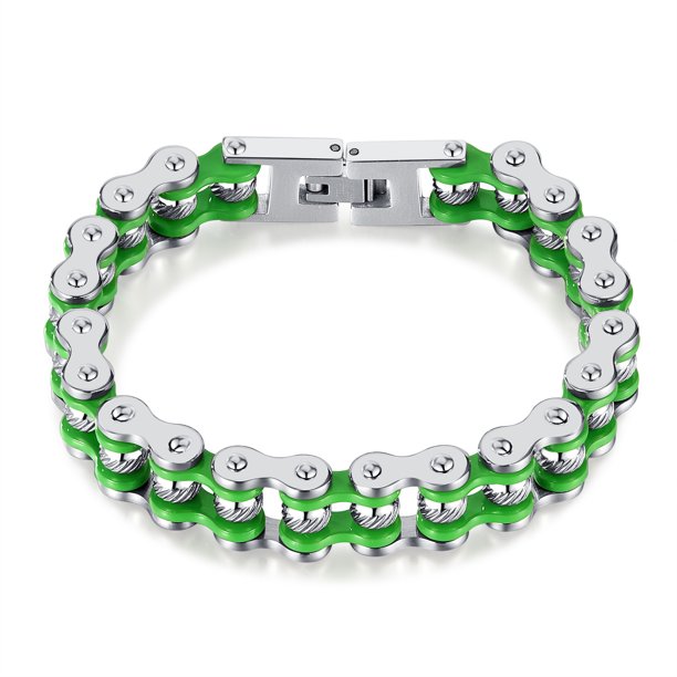 Pulsera de acero inoxidable con diseño de cadena de motocicleta para hombre